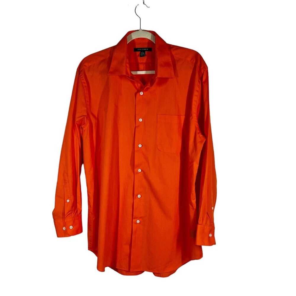 Ivy Crew Button Down Shirt Mens Size Large, Orange, Long Sleeve, Pockets‎